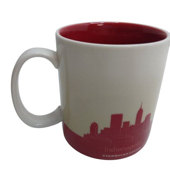 Starbucks Indianapolis Global Icon Coffee Mug 16 Oz White Red Race Car Design - Picture 2 of 6